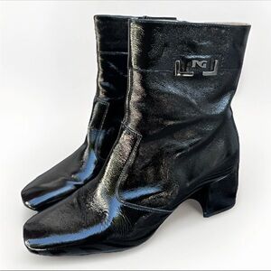 Nero Giardini Black Patent Leather Ankle Boots | Italian Chic Minimalist EU 38